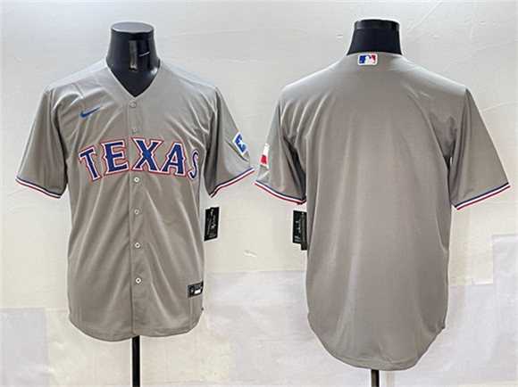 Men%27s Texas Rangers Blank Gray With Patch Cool Base Stitched Jersey